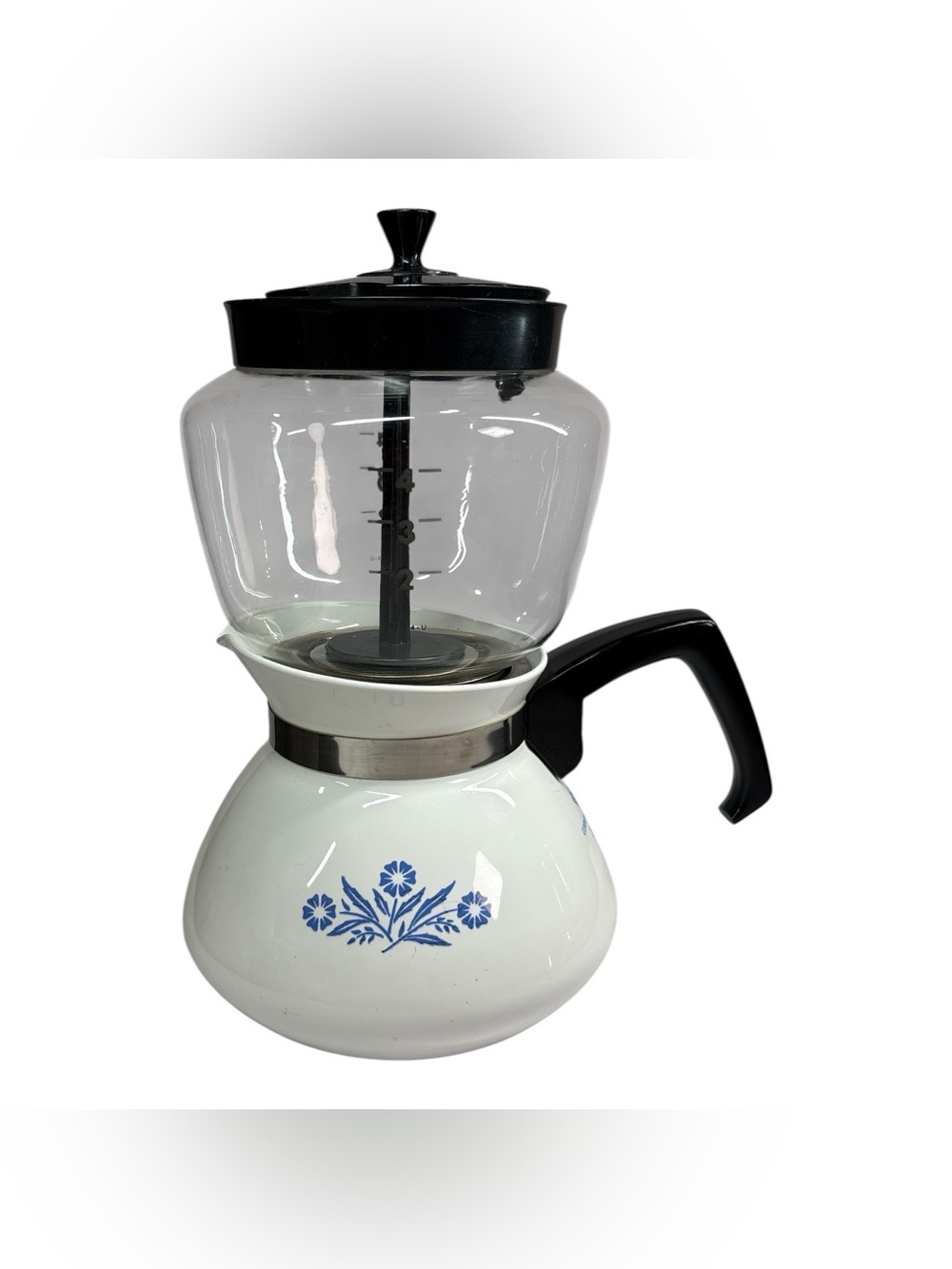 Corning Ware Vintage Blue Cornflower 6 Cup Drip-O-Lator Coffee Maker P-114-U